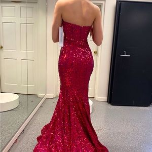 Full sequined Fuchsia Prom Dress